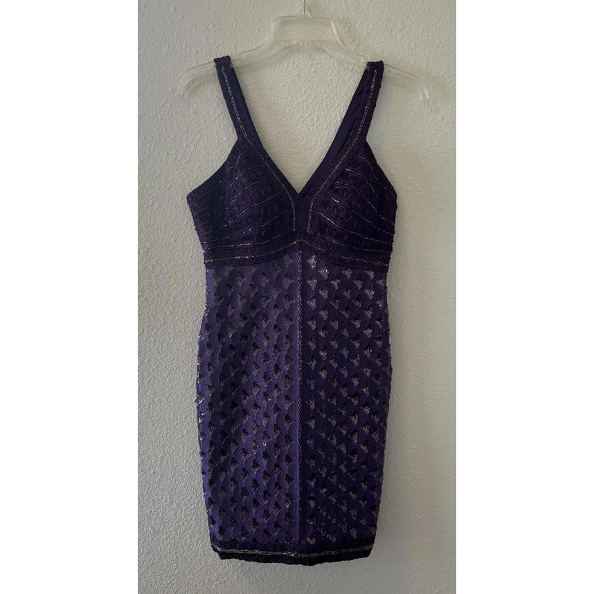 Sue Wong Nocturne Mini Dress Purple Beaded Sequins Cocktail Dress Size 4? Flaws